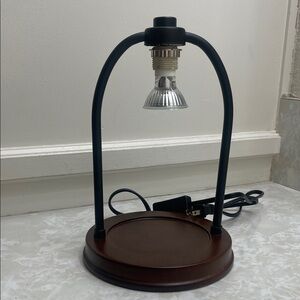 Candle warmer wood with black iron